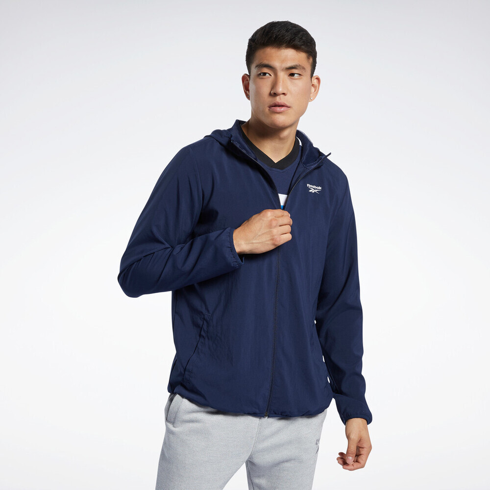 Reebok Training Essentials Track Jacket Men's M Navy Full Zip Long Sleeve FTS762